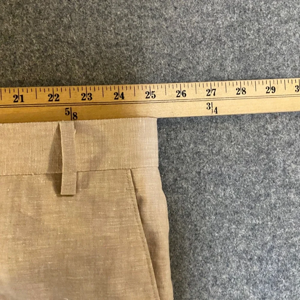 Tallia Linen Dress Pants Mens 50x30 Tan Beige Flat Front Summer Wedding Trousers